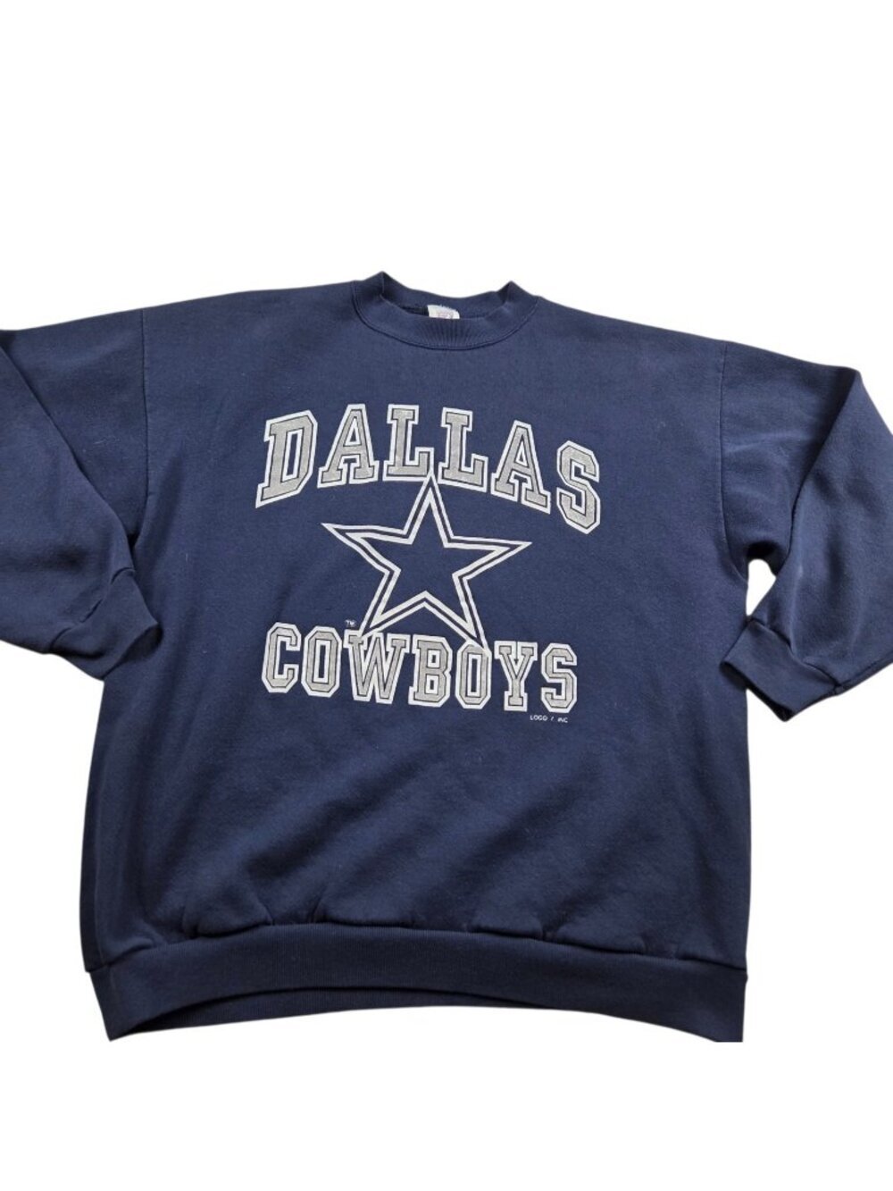 Vintage Dallas Cowboys Sweatshirt Adult XL Blue Logo 7 Made In USA Flaws*